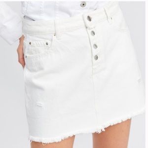 Zara White distressed denim skirt